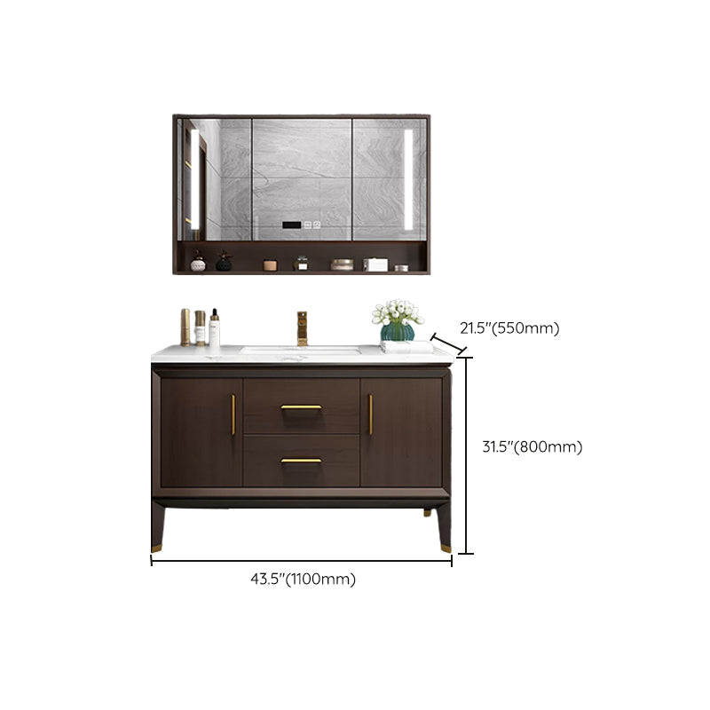 Bathroom Vanity Set Single Sink LED Mirror Sink Vanity with Faucet Clearhalo 'Bathroom Remodel & Bathroom Fixtures' 'Bathroom Vanities' 'bathroom_vanities' 'Home Improvement' 'home_improvement' 'home_improvement_bathroom_vanities' 6588171