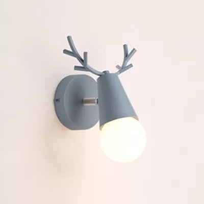 Metal Cone Sconce Light with Antlers 1 Bulb Nordic Stylish Wall Sconce for Bedside Clearhalo 'Wall Lamps & Sconces' 'Wall Lights' Lighting' 65902