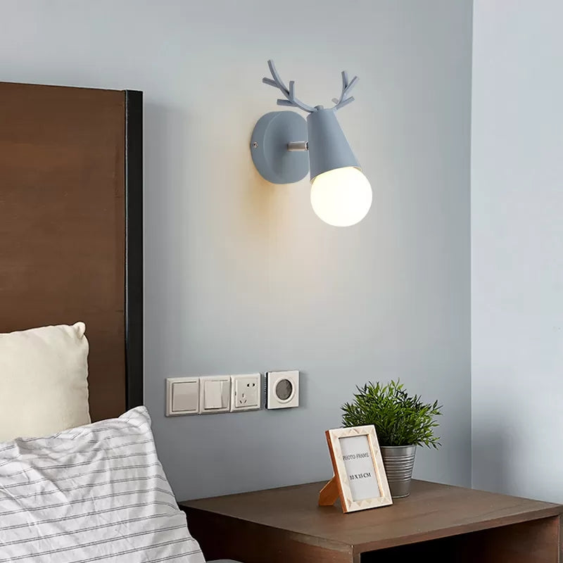 Metal Cone Sconce Light with Antlers 1 Bulb Nordic Stylish Wall Sconce for Bedside Clearhalo 'Wall Lamps & Sconces' 'Wall Lights' Lighting' 65903