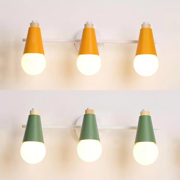 Metal Sweet Cone Wall Light Bathroom 3 Lights Nordic Style Wall Sconce Clearhalo 'Wall Lamps & Sconces' 'Wall Lights' Lighting' 65906