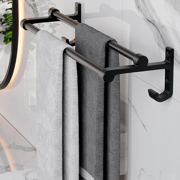 Modern Aluminum Bathroom Accessory Set Matte Black Bath Shelf/Towel Bar/Paper Holder Clearhalo 'Bathroom Hardware Sets' 'Bathroom Hardware' 'Bathroom Remodel & Bathroom Fixtures' 'bathroom_hardware_sets' 'Home Improvement' 'home_improvement' 'home_improvement_bathroom_hardware_sets' 6590666