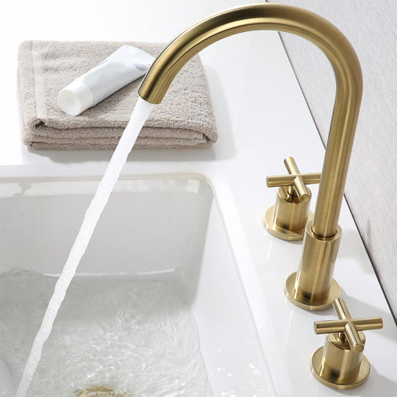 High-Arc Basin Faucet Cross Handle Vanity Faucet for Bathroom Clearhalo 'Bathroom Remodel & Bathroom Fixtures' 'Bathroom Sink Faucets' 'Bathroom Sinks & Faucet Components' 'bathroom_sink_faucets' 'Home Improvement' 'home_improvement' 'home_improvement_bathroom_sink_faucets' 6594953