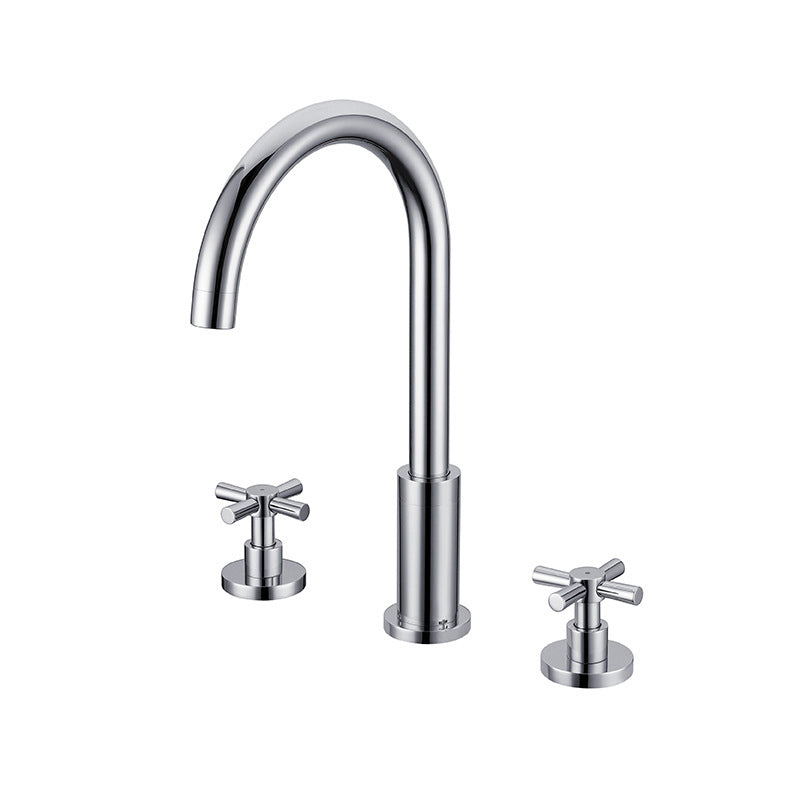 High-Arc Basin Faucet Cross Handle Vanity Faucet for Bathroom Clearhalo 'Bathroom Remodel & Bathroom Fixtures' 'Bathroom Sink Faucets' 'Bathroom Sinks & Faucet Components' 'bathroom_sink_faucets' 'Home Improvement' 'home_improvement' 'home_improvement_bathroom_sink_faucets' 6594954