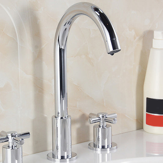 High-Arc Basin Faucet Cross Handle Vanity Faucet for Bathroom Clearhalo 'Bathroom Remodel & Bathroom Fixtures' 'Bathroom Sink Faucets' 'Bathroom Sinks & Faucet Components' 'bathroom_sink_faucets' 'Home Improvement' 'home_improvement' 'home_improvement_bathroom_sink_faucets' 6594959