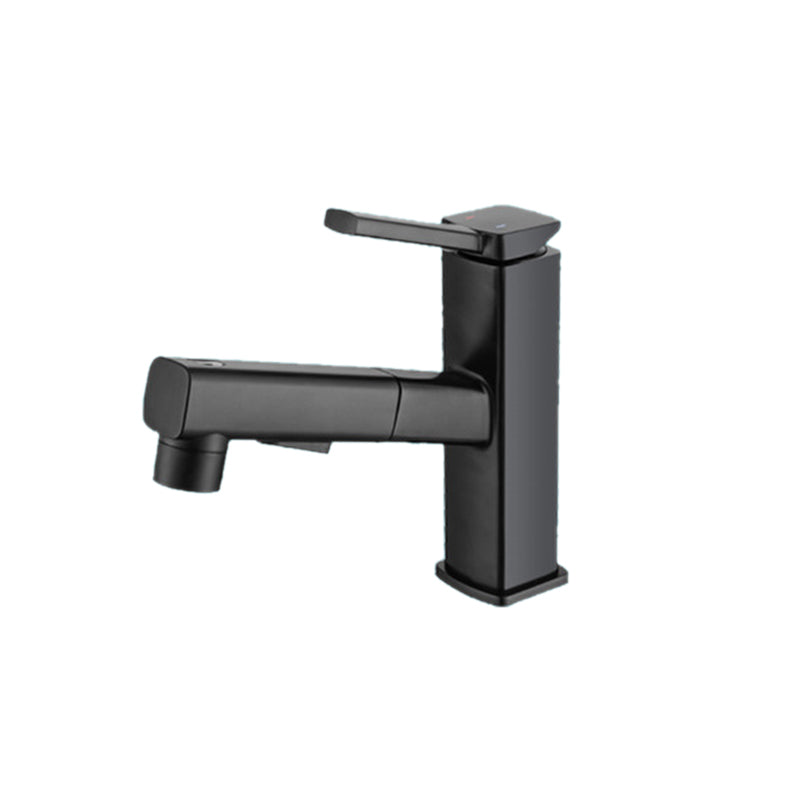 Lever Handle Faucet Pull-out Vessel Sink Faucet with Swivel Spout Black Clearhalo 'Bathroom Remodel & Bathroom Fixtures' 'Bathroom Sink Faucets' 'Bathroom Sinks & Faucet Components' 'bathroom_sink_faucets' 'Home Improvement' 'home_improvement' 'home_improvement_bathroom_sink_faucets' 6594963