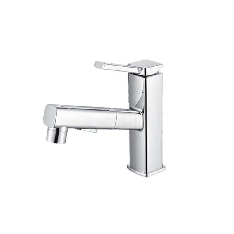 Lever Handle Faucet Pull-out Vessel Sink Faucet with Swivel Spout Silver Clearhalo 'Bathroom Remodel & Bathroom Fixtures' 'Bathroom Sink Faucets' 'Bathroom Sinks & Faucet Components' 'bathroom_sink_faucets' 'Home Improvement' 'home_improvement' 'home_improvement_bathroom_sink_faucets' 6594964