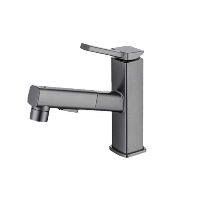 Lever Handle Faucet Pull-out Vessel Sink Faucet with Swivel Spout Smoke Gray Clearhalo 'Bathroom Remodel & Bathroom Fixtures' 'Bathroom Sink Faucets' 'Bathroom Sinks & Faucet Components' 'bathroom_sink_faucets' 'Home Improvement' 'home_improvement' 'home_improvement_bathroom_sink_faucets' 6594967