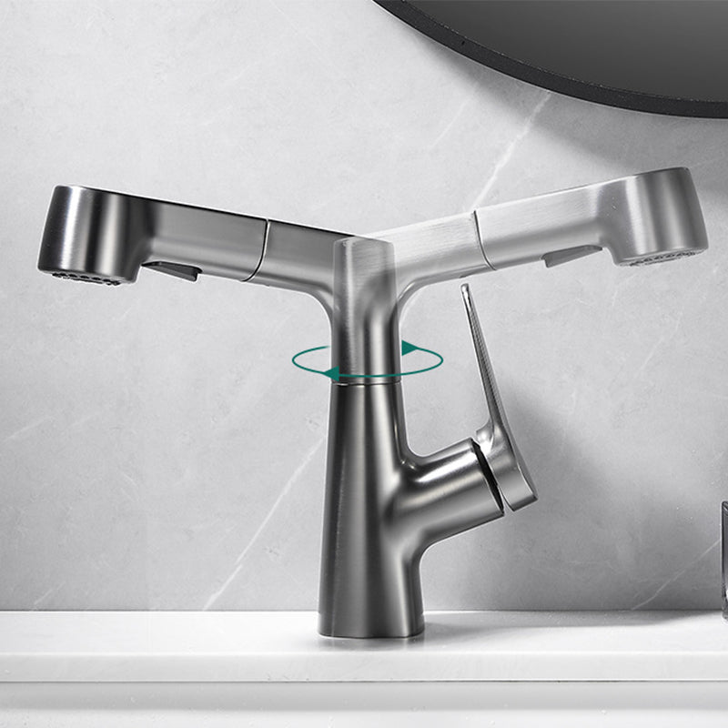 Pull-out Vessel Faucet Contemporary Sink Faucet with One Lever Handle Clearhalo 'Bathroom Remodel & Bathroom Fixtures' 'Bathroom Sink Faucets' 'Bathroom Sinks & Faucet Components' 'bathroom_sink_faucets' 'Home Improvement' 'home_improvement' 'home_improvement_bathroom_sink_faucets' 6594982