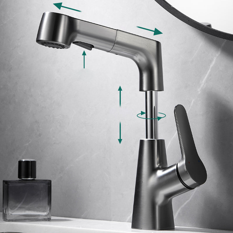 Pull-out Vessel Faucet Contemporary Sink Faucet with One Lever Handle Clearhalo 'Bathroom Remodel & Bathroom Fixtures' 'Bathroom Sink Faucets' 'Bathroom Sinks & Faucet Components' 'bathroom_sink_faucets' 'Home Improvement' 'home_improvement' 'home_improvement_bathroom_sink_faucets' 6594992