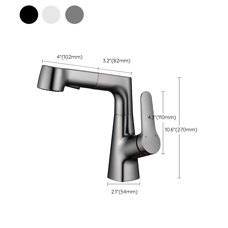 Pull-out Vessel Faucet Contemporary Sink Faucet with One Lever Handle Clearhalo 'Bathroom Remodel & Bathroom Fixtures' 'Bathroom Sink Faucets' 'Bathroom Sinks & Faucet Components' 'bathroom_sink_faucets' 'Home Improvement' 'home_improvement' 'home_improvement_bathroom_sink_faucets' 6594993