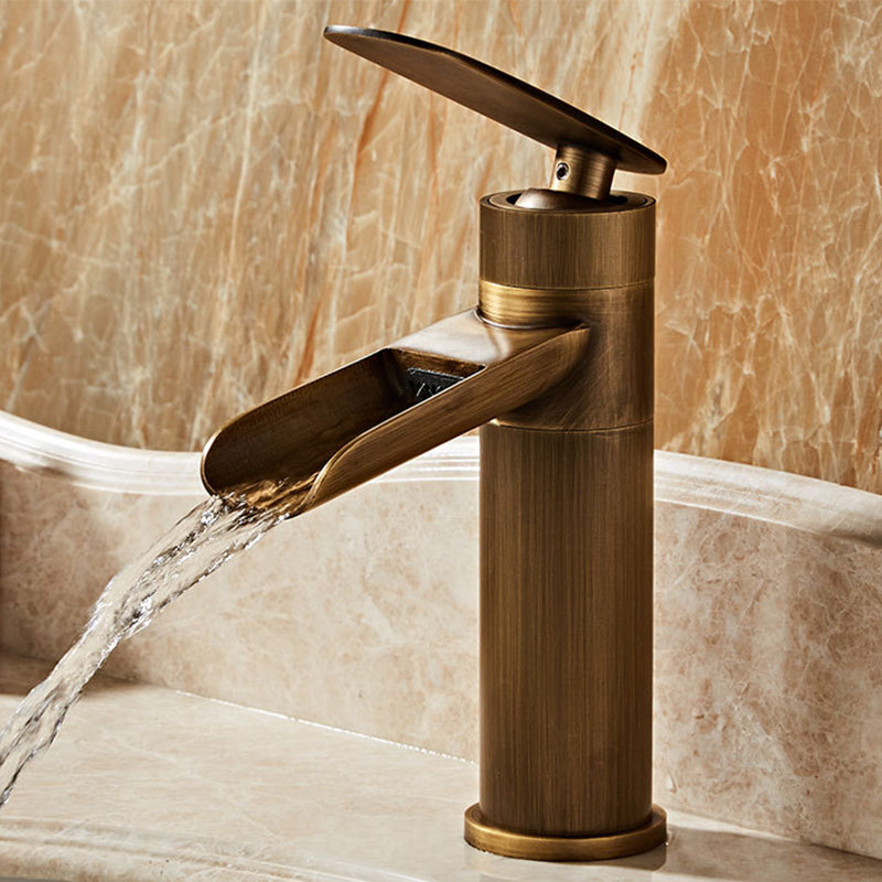 Farmhouse Style Faucet Single Lever Handle Faucet for Bathroom Bronze 6.9" Clearhalo 'Bathroom Remodel & Bathroom Fixtures' 'Bathroom Sink Faucets' 'Bathroom Sinks & Faucet Components' 'bathroom_sink_faucets' 'Home Improvement' 'home_improvement' 'home_improvement_bathroom_sink_faucets' 6594996