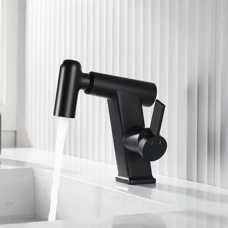 Contemporary Vessel Faucet Swivel Spout Faucet with One Lever Handle Black Clearhalo 'Bathroom Remodel & Bathroom Fixtures' 'Bathroom Sink Faucets' 'Bathroom Sinks & Faucet Components' 'bathroom_sink_faucets' 'Home Improvement' 'home_improvement' 'home_improvement_bathroom_sink_faucets' 6595013