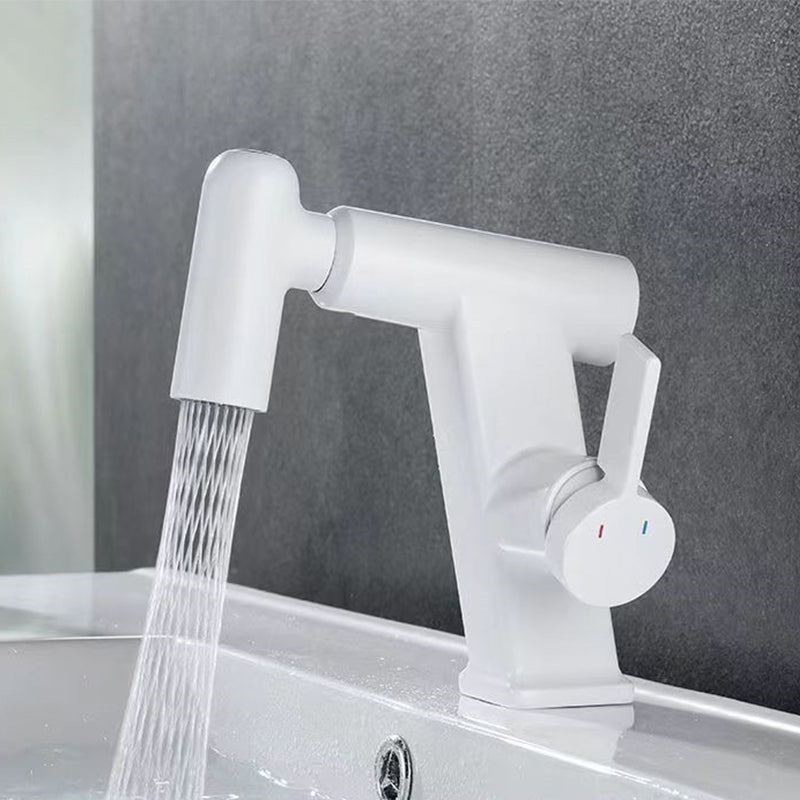 Contemporary Vessel Faucet Swivel Spout Faucet with One Lever Handle White Clearhalo 'Bathroom Remodel & Bathroom Fixtures' 'Bathroom Sink Faucets' 'Bathroom Sinks & Faucet Components' 'bathroom_sink_faucets' 'Home Improvement' 'home_improvement' 'home_improvement_bathroom_sink_faucets' 6595016