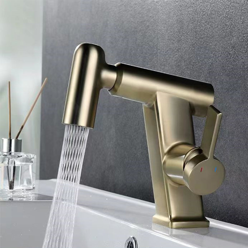 Contemporary Vessel Faucet Swivel Spout Faucet with One Lever Handle Gold Clearhalo 'Bathroom Remodel & Bathroom Fixtures' 'Bathroom Sink Faucets' 'Bathroom Sinks & Faucet Components' 'bathroom_sink_faucets' 'Home Improvement' 'home_improvement' 'home_improvement_bathroom_sink_faucets' 6595018