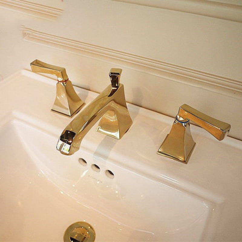 Double Handle Vanity Sink Faucet Brass 3 Hole Bathroom Faucet with Hot and Cold Indication Clearhalo 'Bathroom Remodel & Bathroom Fixtures' 'Bathroom Sink Faucets' 'Bathroom Sinks & Faucet Components' 'bathroom_sink_faucets' 'Home Improvement' 'home_improvement' 'home_improvement_bathroom_sink_faucets' 6595031