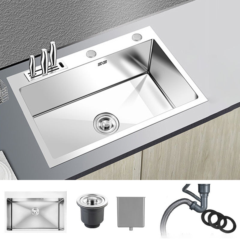 Contemporary Stainless Steel Kitchen Sink with Faucet Single Bowl Sink Sink Only None Clearhalo 'Home Improvement' 'home_improvement' 'home_improvement_kitchen_sinks' 'Kitchen Remodel & Kitchen Fixtures' 'Kitchen Sinks & Faucet Components' 'Kitchen Sinks' 'kitchen_sinks' 6595190