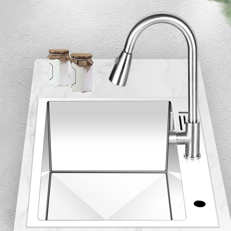 Contemporary Stainless Steel Kitchen Sink with Faucet Single Bowl Sink Clearhalo 'Home Improvement' 'home_improvement' 'home_improvement_kitchen_sinks' 'Kitchen Remodel & Kitchen Fixtures' 'Kitchen Sinks & Faucet Components' 'Kitchen Sinks' 'kitchen_sinks' 6595192