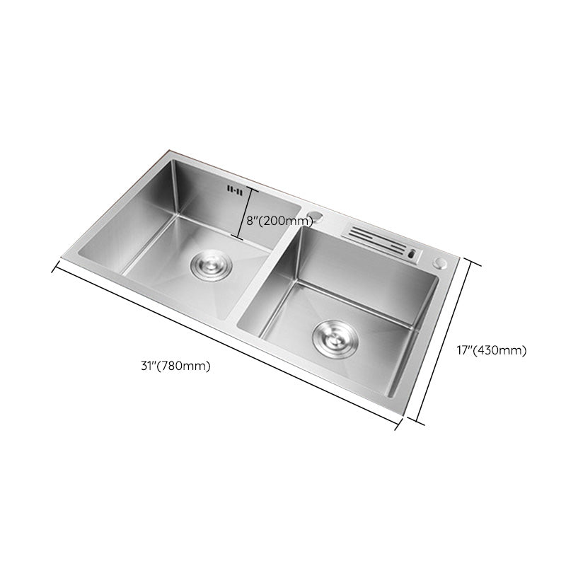 Contemporary Stainless Steel Kitchen Sink with Faucet Single Bowl Sink Clearhalo 'Home Improvement' 'home_improvement' 'home_improvement_kitchen_sinks' 'Kitchen Remodel & Kitchen Fixtures' 'Kitchen Sinks & Faucet Components' 'Kitchen Sinks' 'kitchen_sinks' 6595205