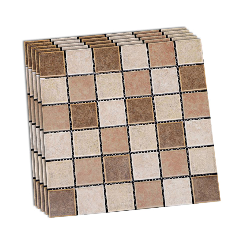 Grid Mosaic Sheet Wall & Floor Tile Mixed Material Outdoor Wall Tile Brown-Khaki Clearhalo 'Floor Tiles & Wall Tiles' 'floor_tiles_wall_tiles' 'Flooring 'Home Improvement' 'home_improvement' 'home_improvement_floor_tiles_wall_tiles' Walls and Ceiling' 6595409