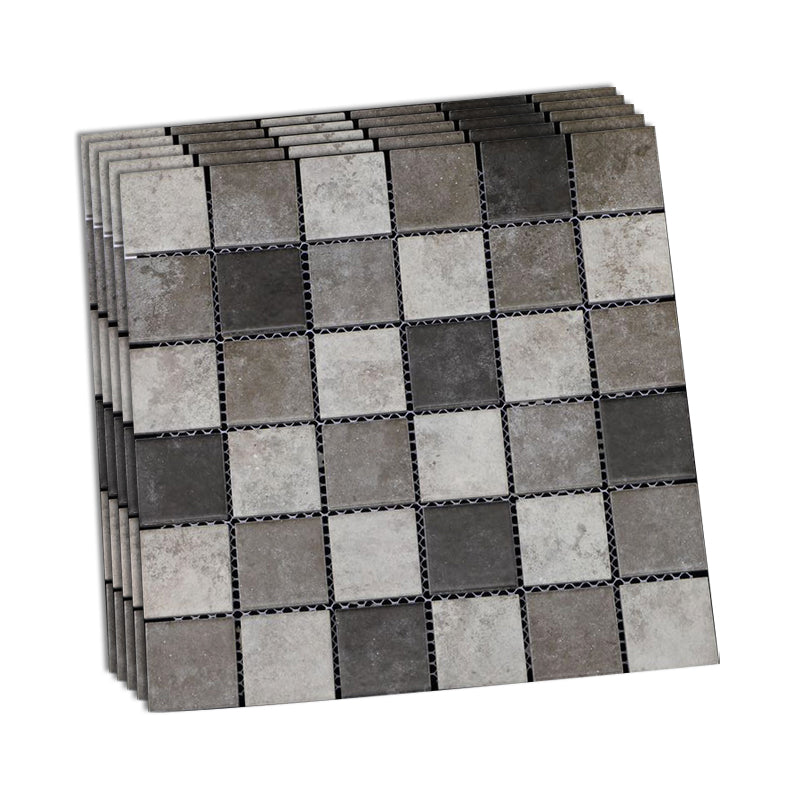 Grid Mosaic Sheet Wall & Floor Tile Mixed Material Outdoor Wall Tile Dark Gray 22 Pieces Clearhalo 'Floor Tiles & Wall Tiles' 'floor_tiles_wall_tiles' 'Flooring 'Home Improvement' 'home_improvement' 'home_improvement_floor_tiles_wall_tiles' Walls and Ceiling' 6595415