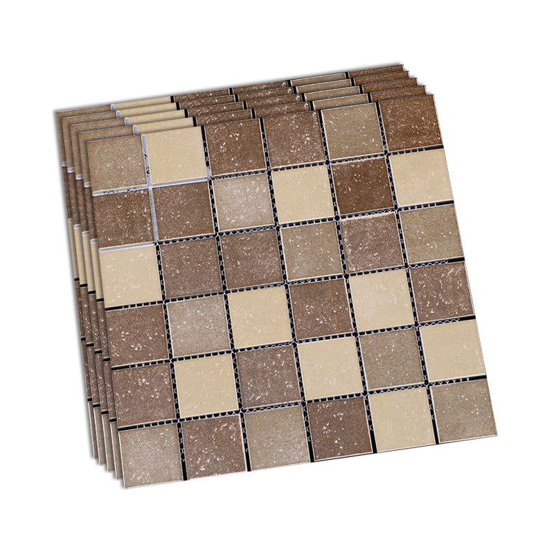 Grid Mosaic Sheet Wall & Floor Tile Mixed Material Outdoor Wall Tile Dark Brown Clearhalo 'Floor Tiles & Wall Tiles' 'floor_tiles_wall_tiles' 'Flooring 'Home Improvement' 'home_improvement' 'home_improvement_floor_tiles_wall_tiles' Walls and Ceiling' 6595423