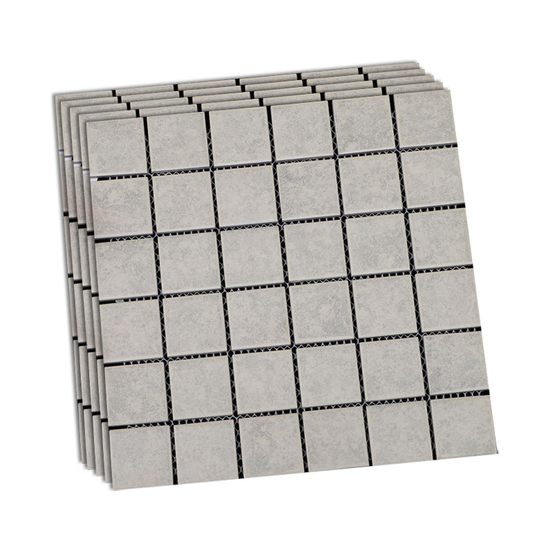 Grid Mosaic Sheet Wall & Floor Tile Mixed Material Outdoor Wall Tile Gray-Khaki Clearhalo 'Floor Tiles & Wall Tiles' 'floor_tiles_wall_tiles' 'Flooring 'Home Improvement' 'home_improvement' 'home_improvement_floor_tiles_wall_tiles' Walls and Ceiling' 6595426