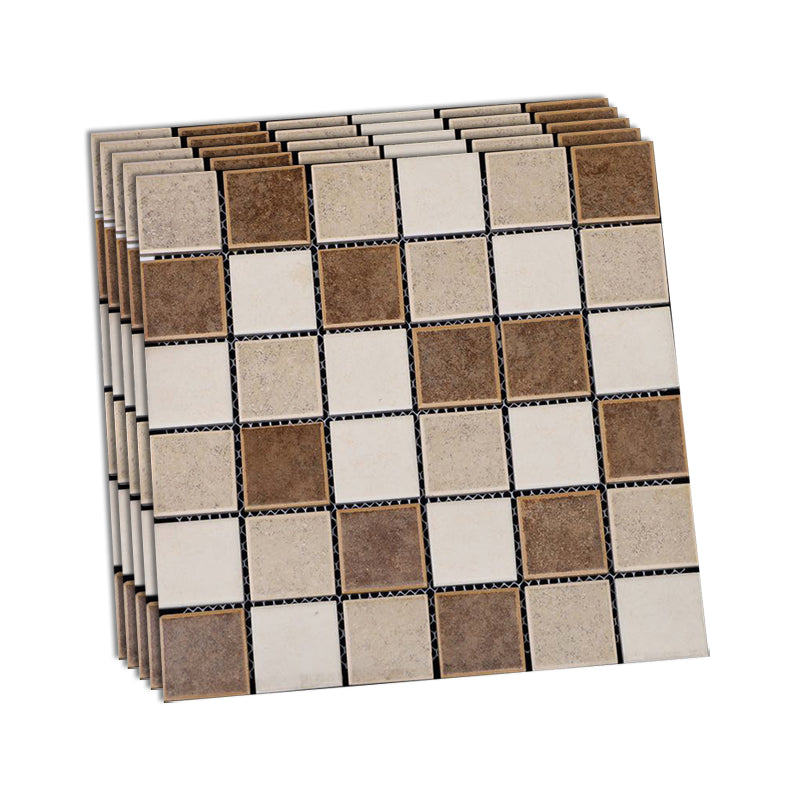 Grid Mosaic Sheet Wall & Floor Tile Mixed Material Outdoor Wall Tile Chocolate Clearhalo 'Floor Tiles & Wall Tiles' 'floor_tiles_wall_tiles' 'Flooring 'Home Improvement' 'home_improvement' 'home_improvement_floor_tiles_wall_tiles' Walls and Ceiling' 6595427