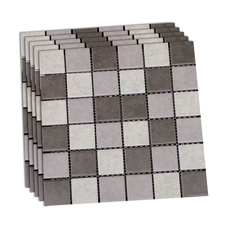 Grid Mosaic Sheet Wall & Floor Tile Mixed Material Outdoor Wall Tile Gray/ Coffee Clearhalo 'Floor Tiles & Wall Tiles' 'floor_tiles_wall_tiles' 'Flooring 'Home Improvement' 'home_improvement' 'home_improvement_floor_tiles_wall_tiles' Walls and Ceiling' 6595428