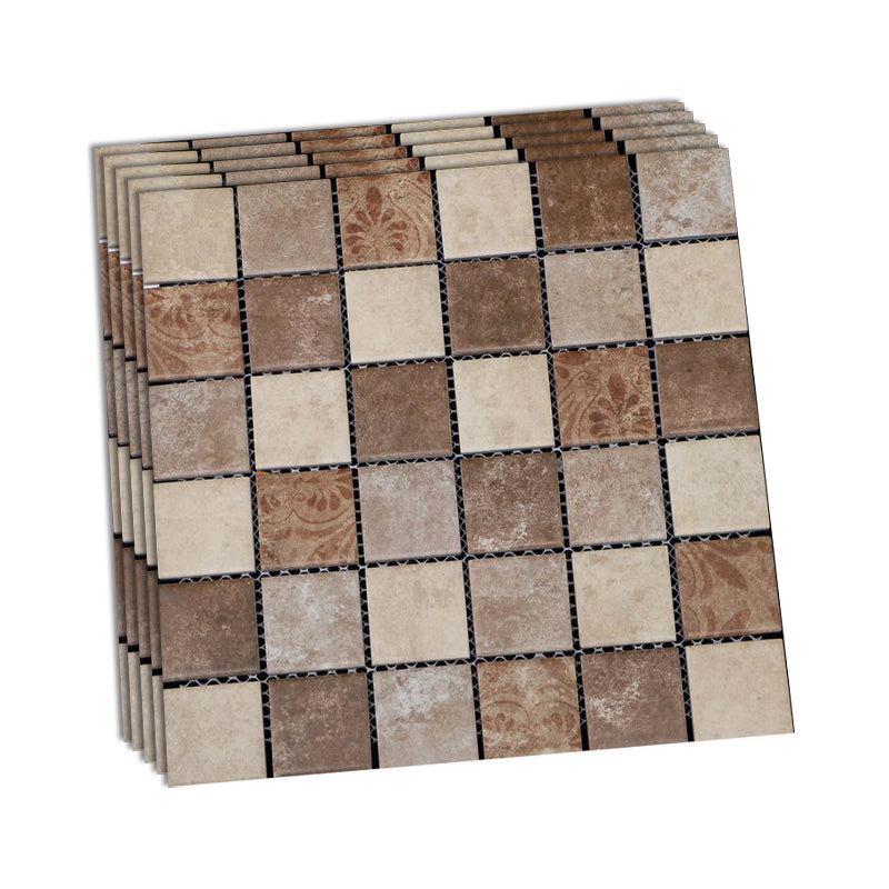 Grid Mosaic Sheet Wall & Floor Tile Mixed Material Outdoor Wall Tile Yellow-Brown Clearhalo 'Floor Tiles & Wall Tiles' 'floor_tiles_wall_tiles' 'Flooring 'Home Improvement' 'home_improvement' 'home_improvement_floor_tiles_wall_tiles' Walls and Ceiling' 6595429