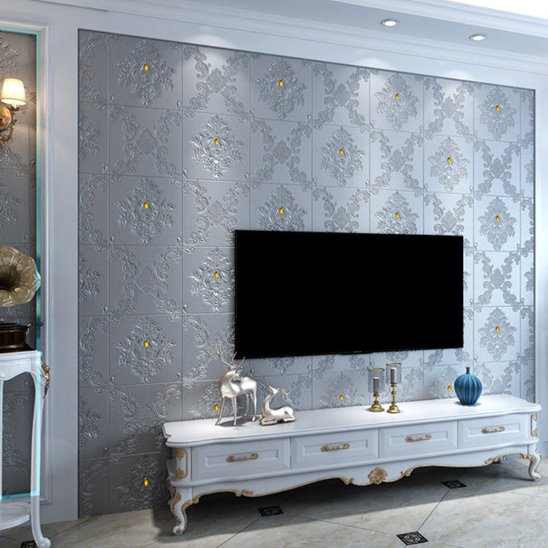 Glam Style Foam Wall Paneling Living Room 3D Embossed Waterproof Wall Paneling Gray-Yellow 100-Piece Set Clearhalo 'Flooring 'Home Improvement' 'home_improvement' 'home_improvement_wall_paneling' 'Wall Paneling' 'wall_paneling' 'Walls & Ceilings' Walls and Ceiling' 6595801