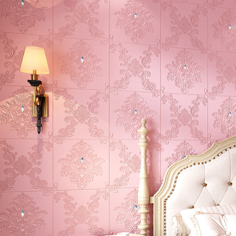 Glam Style Foam Wall Paneling Living Room 3D Embossed Waterproof Wall Paneling Pink-White 100-Piece Set Clearhalo 'Flooring 'Home Improvement' 'home_improvement' 'home_improvement_wall_paneling' 'Wall Paneling' 'wall_paneling' 'Walls & Ceilings' Walls and Ceiling' 6595805