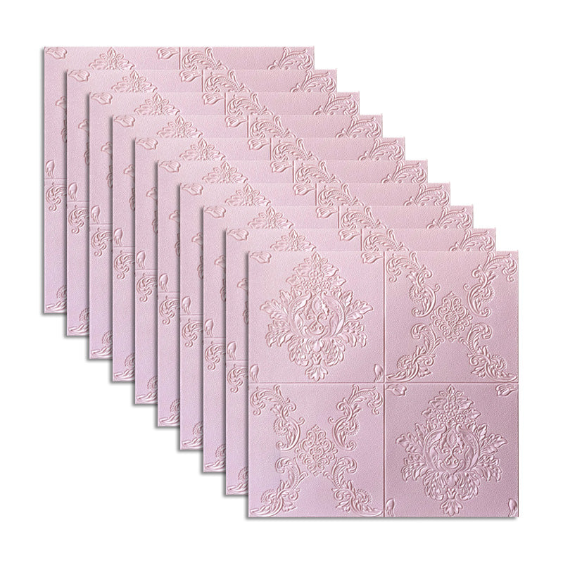 Glam Style Foam Wall Paneling Living Room 3D Embossed Waterproof Wall Paneling Pink Clearhalo 'Flooring 'Home Improvement' 'home_improvement' 'home_improvement_wall_paneling' 'Wall Paneling' 'wall_paneling' 'Walls & Ceilings' Walls and Ceiling' 6595808