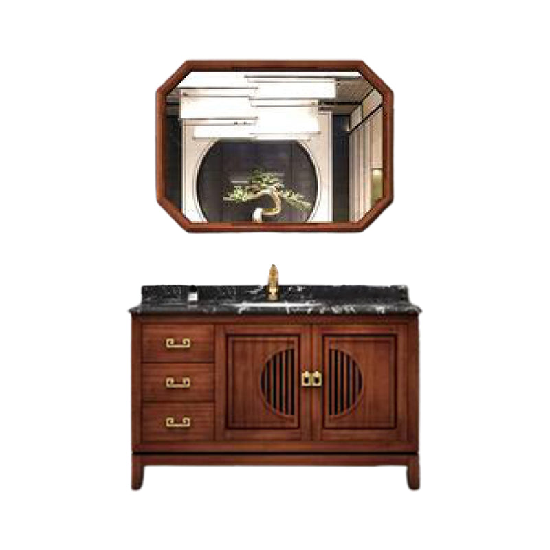 Vintage Bathroom Vanity Ceramic Sink Drawer Sink Vanity with Mirror Clearhalo 'Bathroom Remodel & Bathroom Fixtures' 'Bathroom Vanities' 'bathroom_vanities' 'Home Improvement' 'home_improvement' 'home_improvement_bathroom_vanities' 6597812