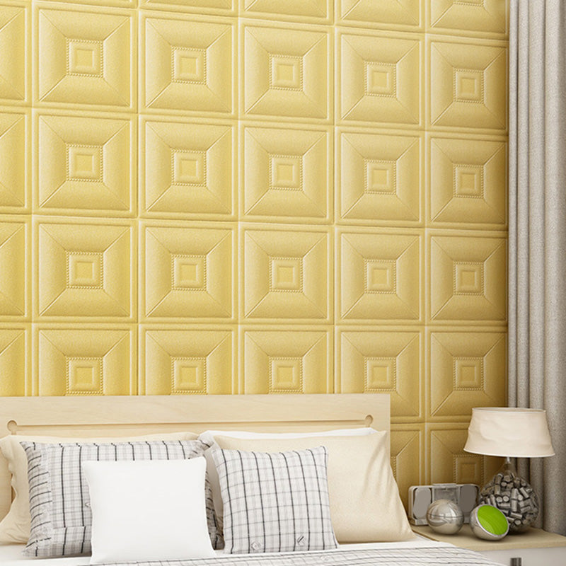 Glam Style Foam Waterproof Wall Paneling Living Room 3D Embossed Wall Paneling Gold Foam（Strong Glue） 100-Piece Set Clearhalo 'Flooring 'Home Improvement' 'home_improvement' 'home_improvement_wall_paneling' 'Wall Paneling' 'wall_paneling' 'Walls & Ceilings' Walls and Ceiling' 6598214