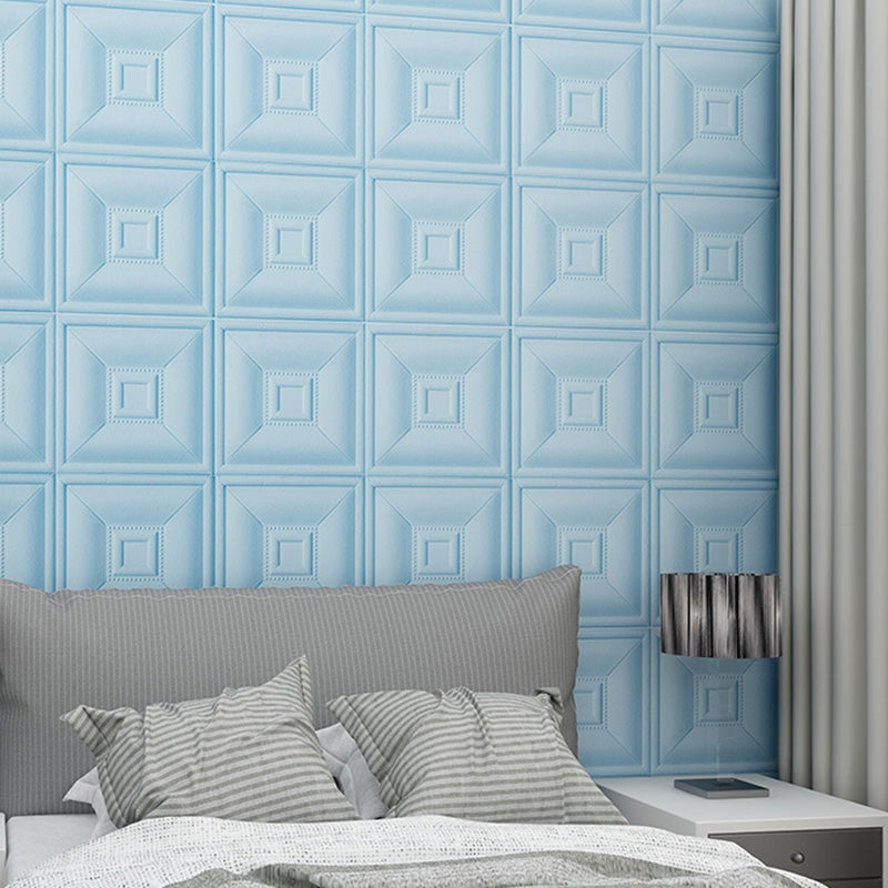 Glam Style Foam Waterproof Wall Paneling Living Room 3D Embossed Wall Paneling Light Blue Foam（Strong Glue） 100-Piece Set Clearhalo 'Flooring 'Home Improvement' 'home_improvement' 'home_improvement_wall_paneling' 'Wall Paneling' 'wall_paneling' 'Walls & Ceilings' Walls and Ceiling' 6598230