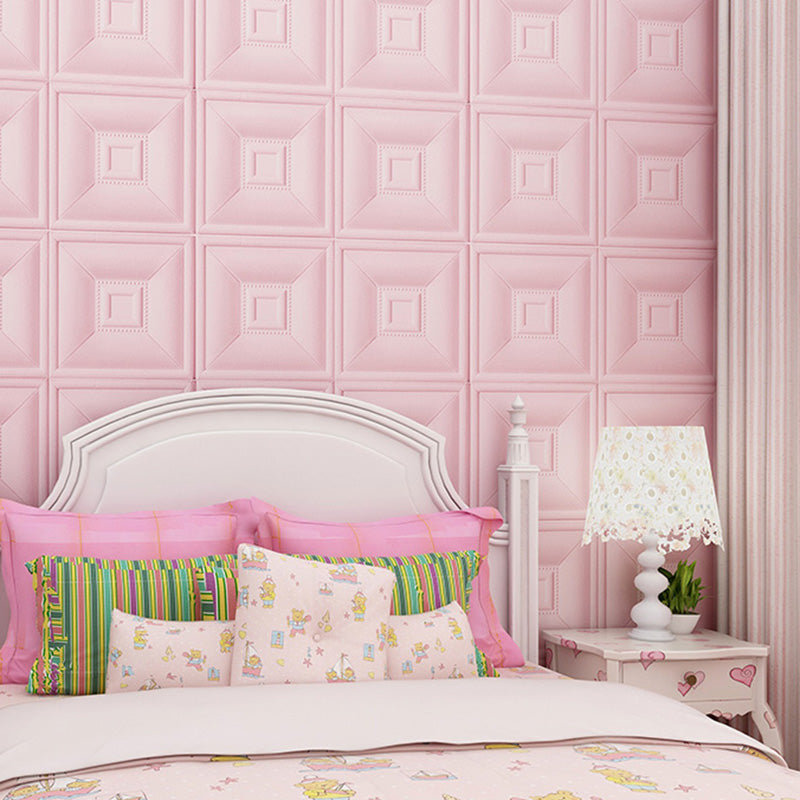 Glam Style Foam Waterproof Wall Paneling Living Room 3D Embossed Wall Paneling Pink Foam（Strong Glue） 100-Piece Set Clearhalo 'Flooring 'Home Improvement' 'home_improvement' 'home_improvement_wall_paneling' 'Wall Paneling' 'wall_paneling' 'Walls & Ceilings' Walls and Ceiling' 6598231