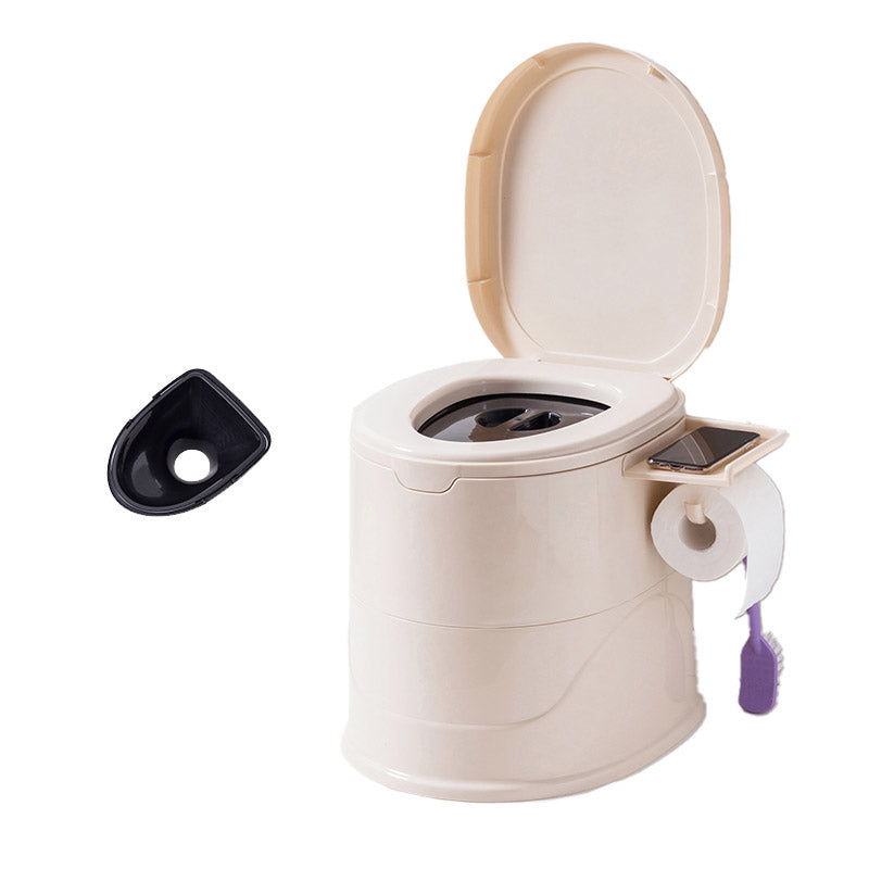 Floor Mounted ABS Flush Toilet One-Piece Toilet Modern Toilet Beige Antiskid Hollow Barrel Clearhalo 'Bathroom Remodel & Bathroom Fixtures' 'Home Improvement' 'home_improvement' 'home_improvement_toilets' 'Toilets & Bidets' 'Toilets' 6611264