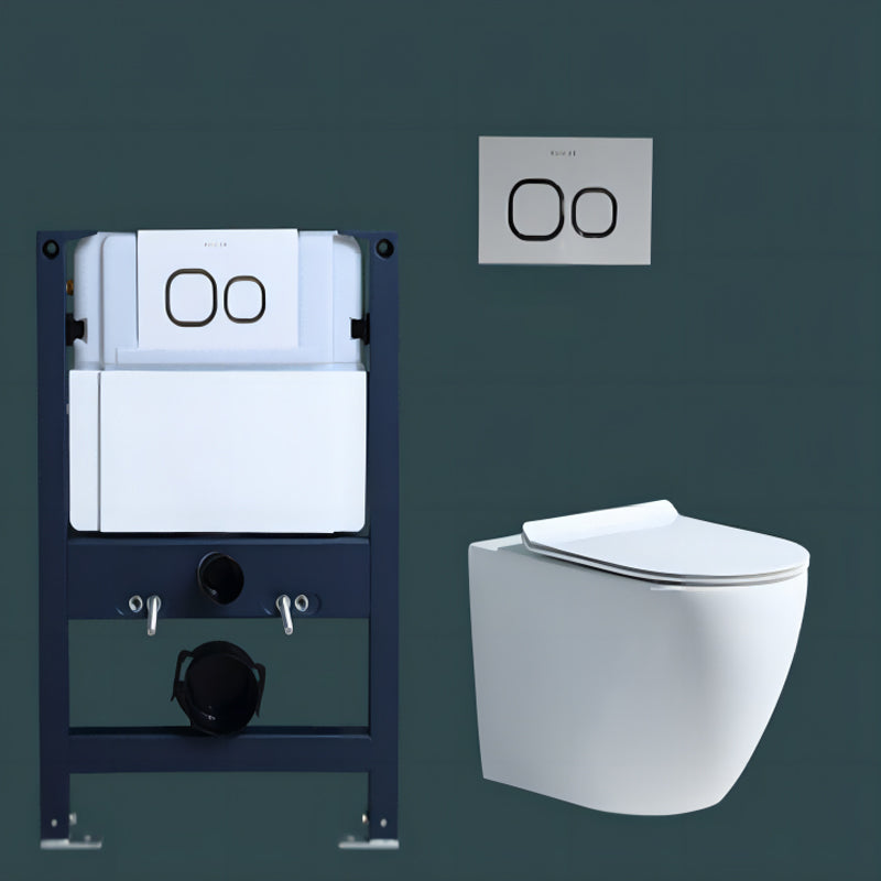 Modern Concealed Tank Toilet Skirted Ceramic Wall Hung Flush Toilet with Seat 14"L x 19"W x 14"H Toilet with Low Tanker Clearhalo 'Bathroom Remodel & Bathroom Fixtures' 'Home Improvement' 'home_improvement' 'home_improvement_toilets' 'Toilets & Bidets' 'Toilets' 6611583