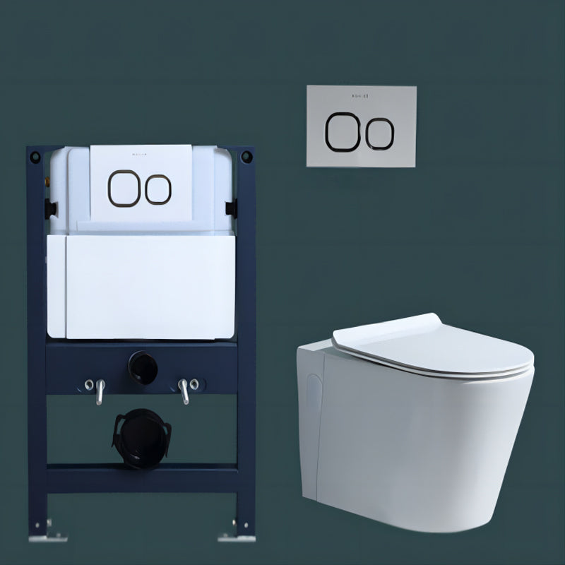 Modern Concealed Tank Toilet Skirted Ceramic Wall Hung Flush Toilet with Seat 14"L x 22"W x 14"H Toilet with Low Tanker Clearhalo 'Bathroom Remodel & Bathroom Fixtures' 'Home Improvement' 'home_improvement' 'home_improvement_toilets' 'Toilets & Bidets' 'Toilets' 6611585