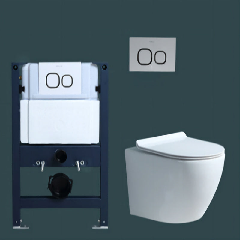 Modern Concealed Tank Toilet Skirted Ceramic Wall Hung Flush Toilet with Seat 14"L x 22"W x 15"H Toilet with Low Tanker Clearhalo 'Bathroom Remodel & Bathroom Fixtures' 'Home Improvement' 'home_improvement' 'home_improvement_toilets' 'Toilets & Bidets' 'Toilets' 6611587