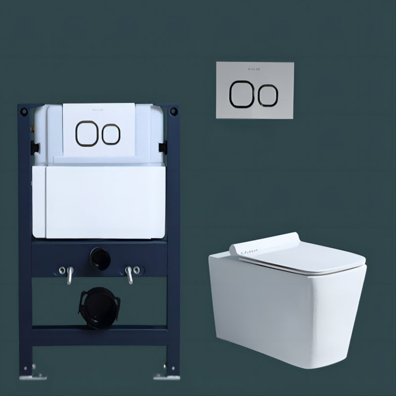Modern Concealed Tank Toilet Skirted Ceramic Wall Hung Flush Toilet with Seat 14"L x 23"W x 14"H Toilet with Low Tanker Clearhalo 'Bathroom Remodel & Bathroom Fixtures' 'Home Improvement' 'home_improvement' 'home_improvement_toilets' 'Toilets & Bidets' 'Toilets' 6611590