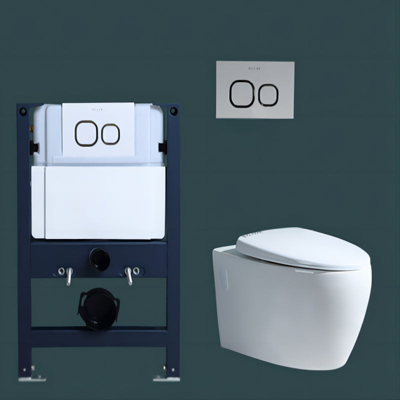 Modern Concealed Tank Toilet Skirted Ceramic Wall Hung Flush Toilet with Seat 16"L x 23"W x 14"H Toilet with Low Tanker Clearhalo 'Bathroom Remodel & Bathroom Fixtures' 'Home Improvement' 'home_improvement' 'home_improvement_toilets' 'Toilets & Bidets' 'Toilets' 6611591