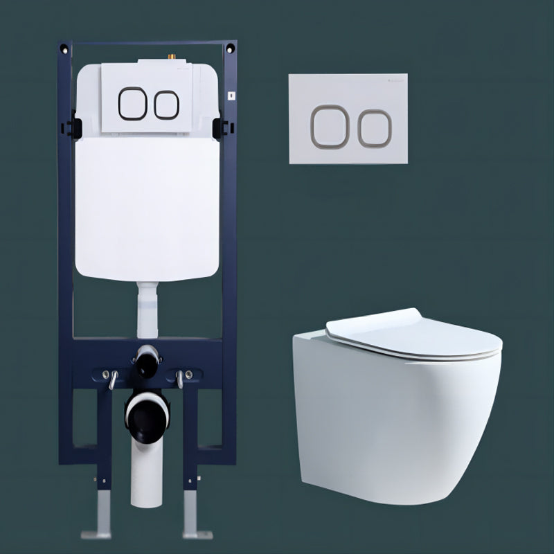 Modern Concealed Tank Toilet Skirted Ceramic Wall Hung Flush Toilet with Seat 14"L x 19"W x 14"H Toilet with High Tanker Clearhalo 'Bathroom Remodel & Bathroom Fixtures' 'Home Improvement' 'home_improvement' 'home_improvement_toilets' 'Toilets & Bidets' 'Toilets' 6611594