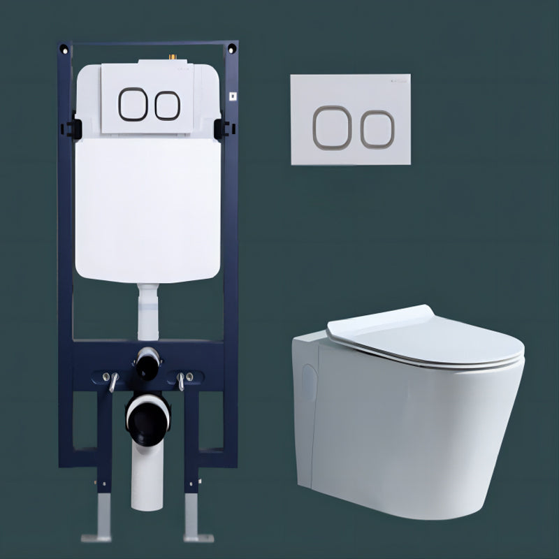 Modern Concealed Tank Toilet Skirted Ceramic Wall Hung Flush Toilet with Seat 14"L x 22"W x 14"H Toilet with High Tanker Clearhalo 'Bathroom Remodel & Bathroom Fixtures' 'Home Improvement' 'home_improvement' 'home_improvement_toilets' 'Toilets & Bidets' 'Toilets' 6611596