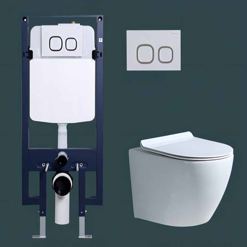 Modern Concealed Tank Toilet Skirted Ceramic Wall Hung Flush Toilet with Seat 14"L x 22"W x 15"H Toilet with High Tanker Clearhalo 'Bathroom Remodel & Bathroom Fixtures' 'Home Improvement' 'home_improvement' 'home_improvement_toilets' 'Toilets & Bidets' 'Toilets' 6611597