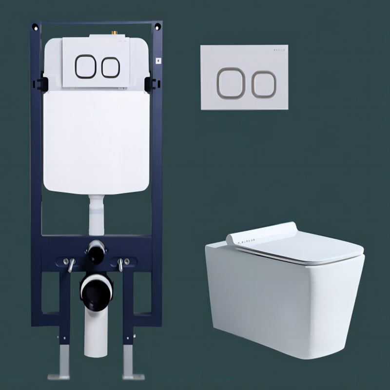 Modern Concealed Tank Toilet Skirted Ceramic Wall Hung Flush Toilet with Seat 14"L x 23"W x 14"H Toilet with High Tanker Clearhalo 'Bathroom Remodel & Bathroom Fixtures' 'Home Improvement' 'home_improvement' 'home_improvement_toilets' 'Toilets & Bidets' 'Toilets' 6611599