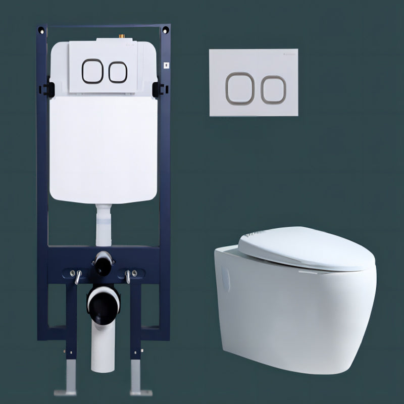 Modern Concealed Tank Toilet Skirted Ceramic Wall Hung Flush Toilet with Seat 16"L x 23"W x 14"H Toilet with High Tanker Clearhalo 'Bathroom Remodel & Bathroom Fixtures' 'Home Improvement' 'home_improvement' 'home_improvement_toilets' 'Toilets & Bidets' 'Toilets' 6611601