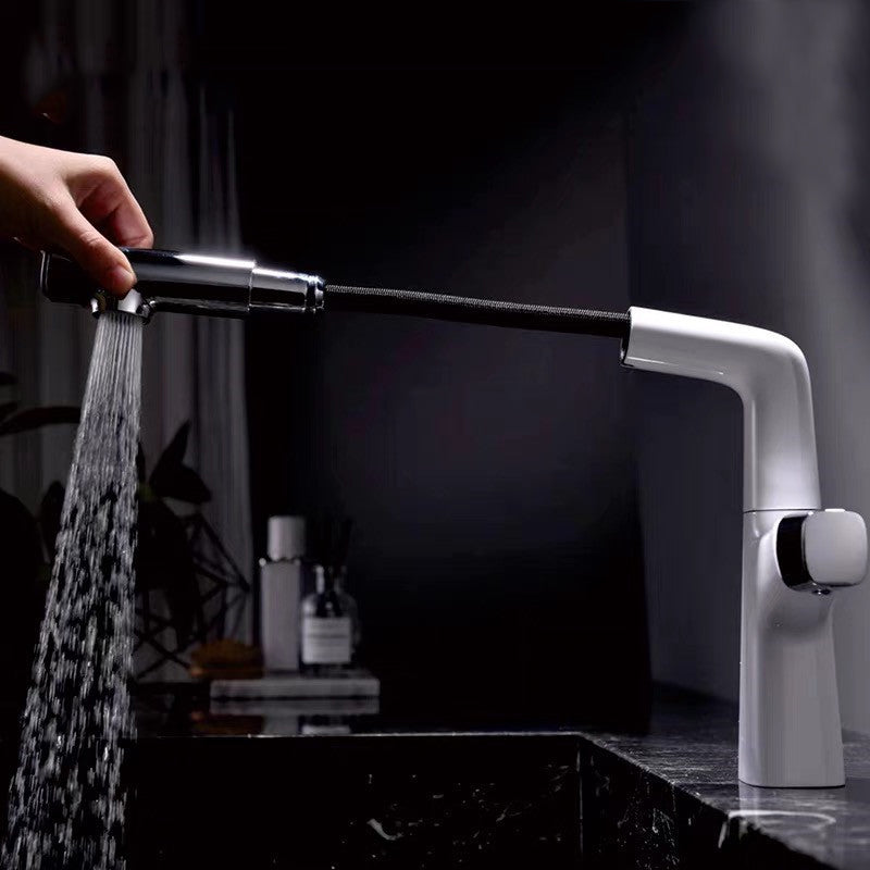 Contemporary Vessel Faucet Pull-out Faucet with One Knob Handle Clearhalo 'Bathroom Remodel & Bathroom Fixtures' 'Bathroom Sink Faucets' 'Bathroom Sinks & Faucet Components' 'bathroom_sink_faucets' 'Home Improvement' 'home_improvement' 'home_improvement_bathroom_sink_faucets' 6615469