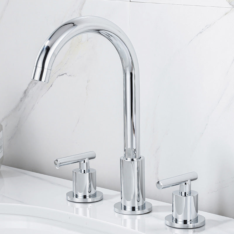 High-Arc Sink Faucet 3 Hole Lever Handle Bathroom Faucet with Water Hose Argent Magnifique Clearhalo 'Accueil' 'Amélioration Domiciliaire' 'bathroom_sink_faucets' 'Ensembles de Lavabo & de Robinet de Toilette' 'home_improvement' 'home_improvement_bathroom_sink_faucets' 'Robinet de Lavabo de Salle de Bain' 'Rénovation et Équipement de Salle de Bain' 6615492