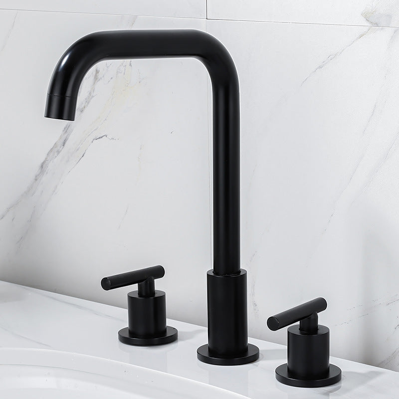 High-Arc Sink Faucet 3 Hole Lever Handle Bathroom Faucet with Water Hose Noir Magnifique Clearhalo 'Accueil' 'Amélioration Domiciliaire' 'bathroom_sink_faucets' 'Ensembles de Lavabo & de Robinet de Toilette' 'home_improvement' 'home_improvement_bathroom_sink_faucets' 'Robinet de Lavabo de Salle de Bain' 'Rénovation et Équipement de Salle de Bain' 6615499